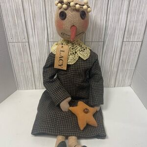 Pearson’s Simply Primitives 21” Folk Art Lacy Plush Doll